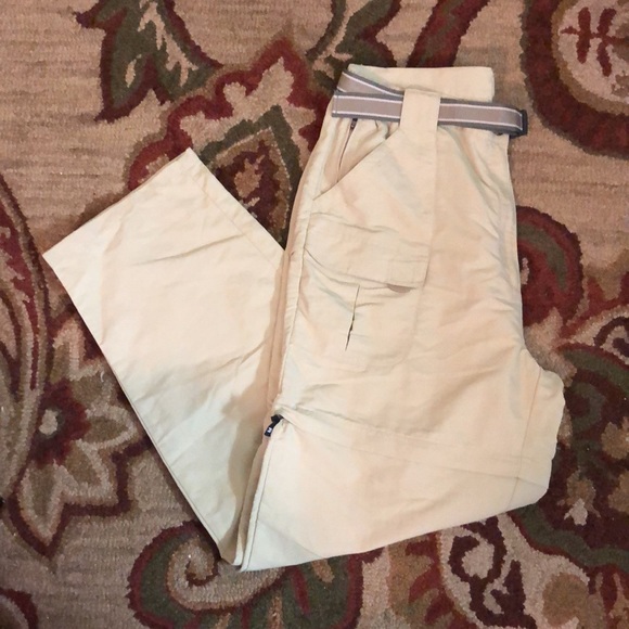 Vintage LL BEAN Size Large Convertible ZipOff Cargo Webbed Logo Belt Supplex NEW - Picture 2 of 16